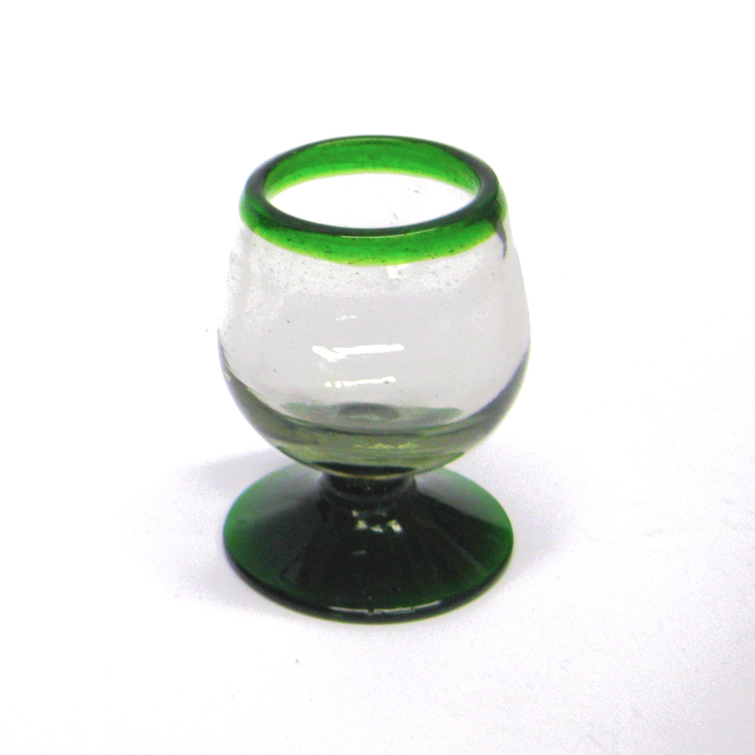 Emerald Green Rim 4 oz Small Cognac Glasses 